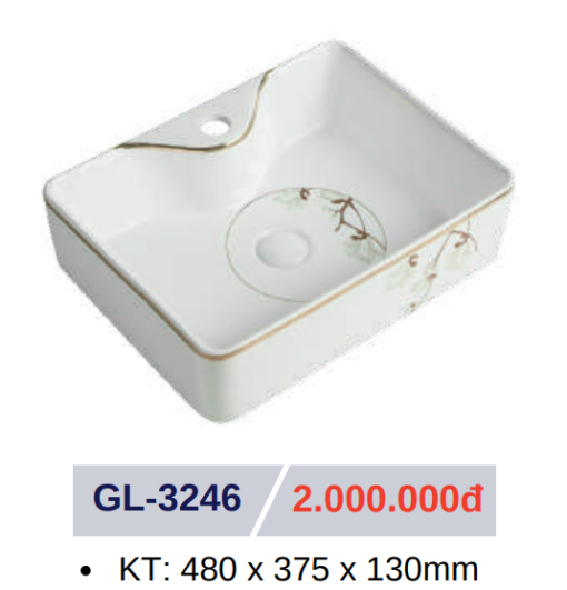 Lavabo sứ cao cấp GOLICAA GL-3246 - 3