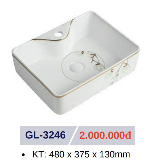 Lavabo sứ cao cấp GOLICAA GL-3246