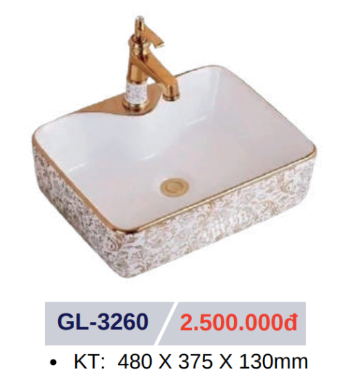 Lavabo sứ cao cấp GOLICAA GL-3260 - 3