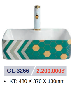 Lavabo sứ cao cấp GOLICAA GL-3266 - 9