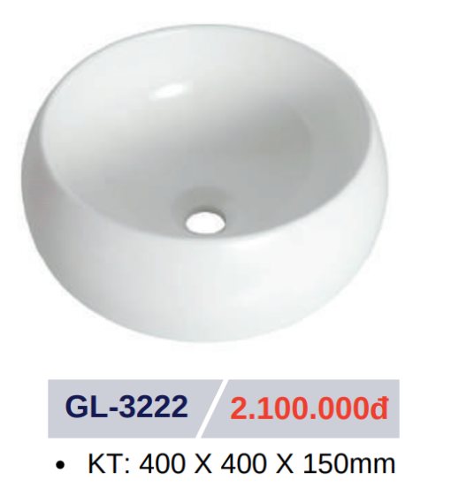 Lavabo sứ cao cấp GOLICAA GL-3222 - 3