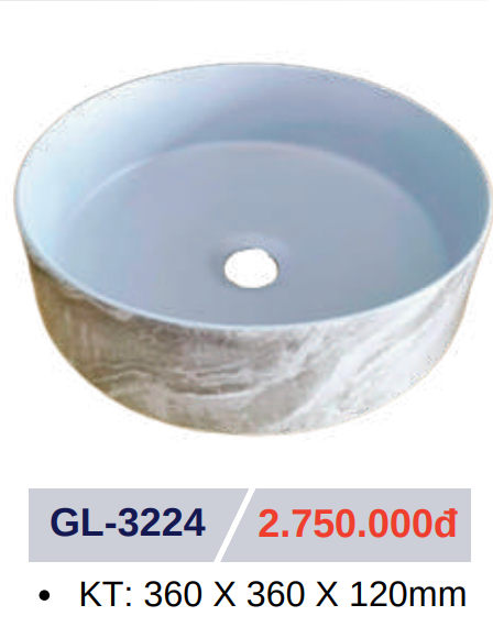 Lavabo sứ cao cấp GOLICAA GL-3224