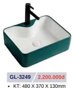 Lavabo sứ cao cấp GOLICAA GL-3249 - 7