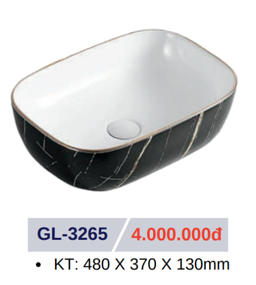 Lavabo sứ cao cấp GOLICAA GL-3265 - 3