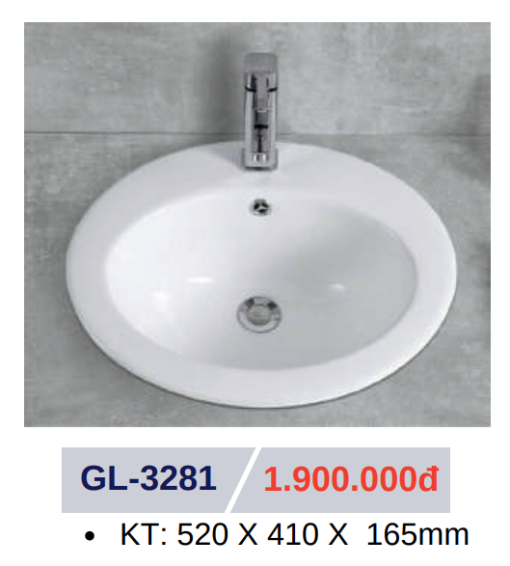 Lavabo sứ cao cấp GOLICAA GL-3281 - 3