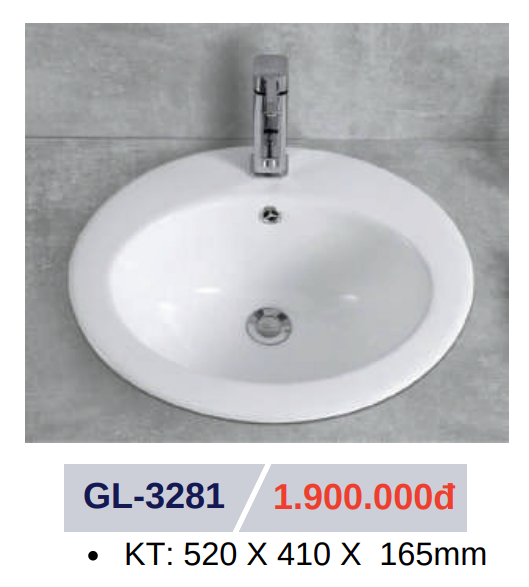 Lavabo sứ cao cấp GOLICAA GL-3281