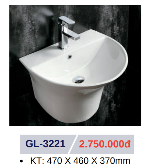 Lavabo sứ cao cấp GOLICAA GL-3221 - 3