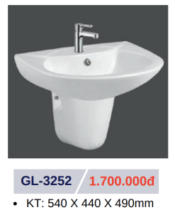 Lavabo sứ cao cấp GOLICAA GL-3252 - 7