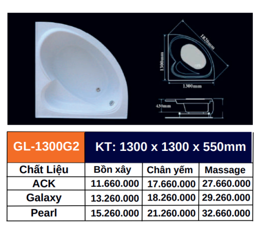 Bồn tắm GOLICAA GL-1300G2 - 5