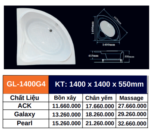 Bồn tắm GOLICAA GL-1400G4 - 5