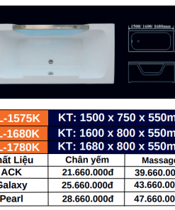Bồn tắm GOLICAA GL-1780K - 9
