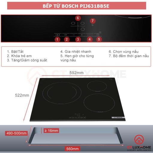 Bếp từ Bosch Serie 4 PIJ631BB5E 3 vùng nấu 7400W - 5