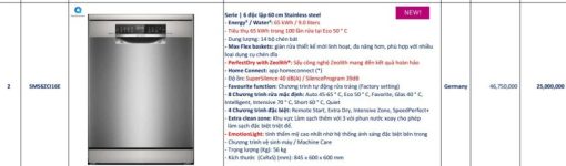 Máy Rửa Bát Bosch SMS6ZCI16E Series 6 Zeolith Nhập Khẩu Nguyên Chiếc Đức - 5