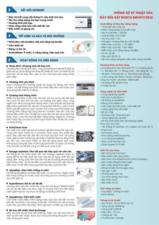 Máy Rửa Bát Âm Tủ Bosch SMV8TCX01E Seri 8 Nhập Khẩu Đức - 5