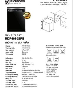 Máy rửa bát Richborn RDP6080SPB - 16 Máy rửa bát Richborn RDP6080SPB - 15