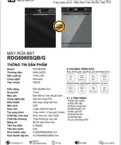 Máy rửa bát Richborn RDG6080SQB - 18 Máy rửa bát Richborn RDG6080SQB - 17