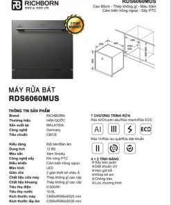 Máy rửa bát Richborn RDS6060MUS - 10 Máy rửa bát Richborn RDS6060MUS - 9