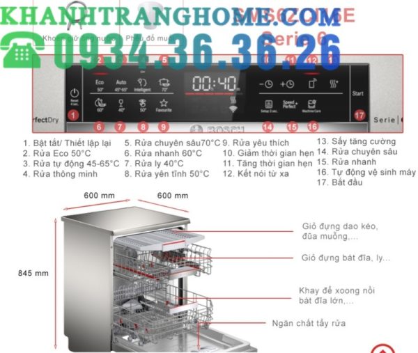 Máy Rửa Bát Bosch SMS6ZCI16E Series 6 Zeolith Nhập Khẩu Nguyên Chiếc Đức - 141