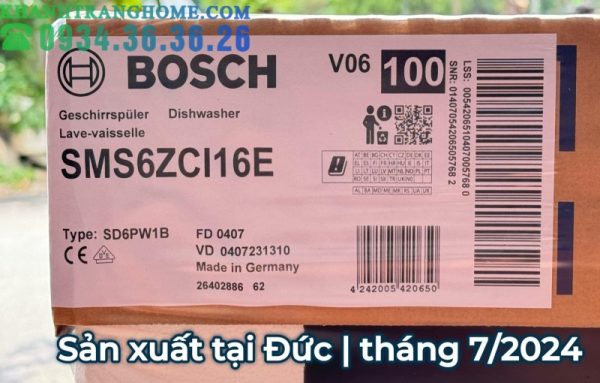 Máy Rửa Bát Bosch SMS6ZCI16E Series 6 Zeolith Nhập Khẩu Nguyên Chiếc Đức - 171