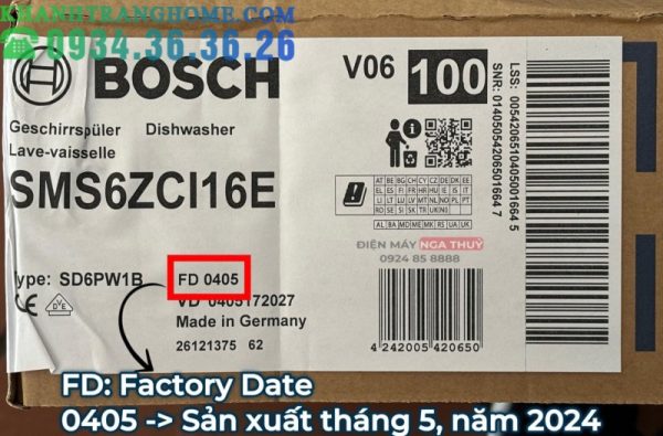 Máy Rửa Bát Bosch SMS6ZCI16E Series 6 Zeolith Nhập Khẩu Nguyên Chiếc Đức - 183