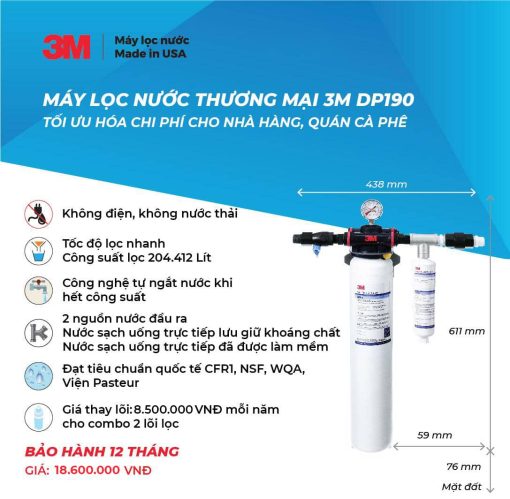 MÁY LỌC NƯỚC 3M DP190 CÔNG SUẤT LỚN - 3