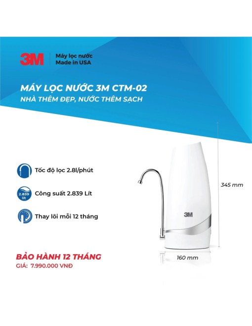 MÁY LỌC NƯỚC ĐỂ BÀN 3M CTM-02 - 3