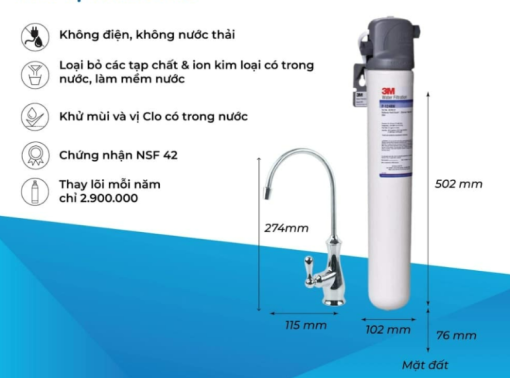 Máy Làm Mềm Nước Lắp Dưới Bồn Rửa 3M SGP124BN-T - 3