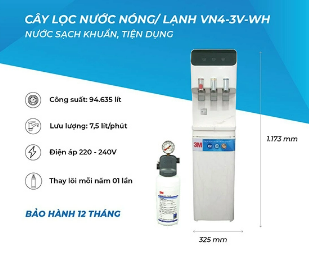 Cây Lọc Nước Nóng Lạnh 3M VN4-3V-WH