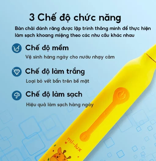 Bàn chải điện trẻ em sóng siêu âm Xiaomi Mi-lux Oral-B1 - 7