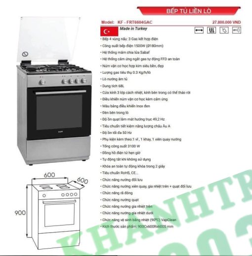 Bếp Gas Liền Lò KAFF KF-FRT6604GAC - 13