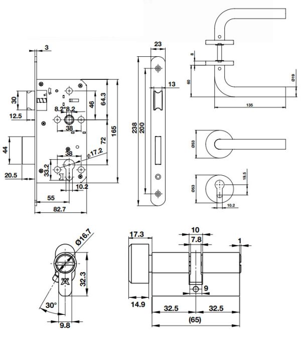 Bộ Khóa Tay Nắm Cửa Vệ Sinh Hafele 489.10.661 - 3