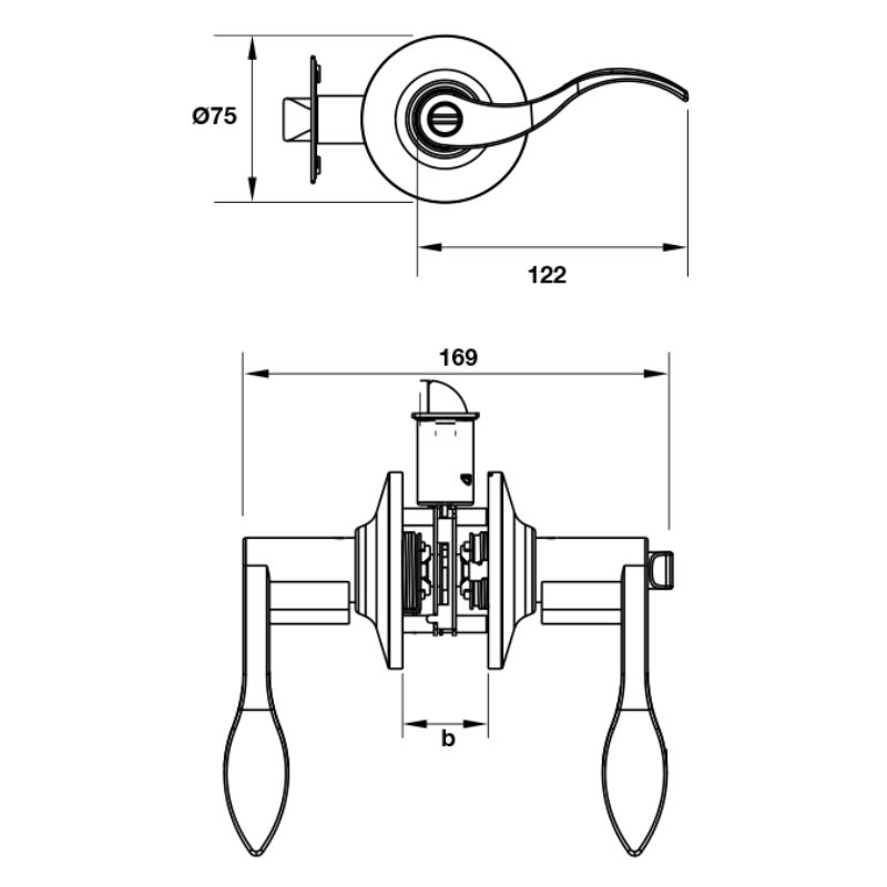 Bộ Khóa Tay Nắm Gạt Cửa Đi Hafele 489.10.195 - 3