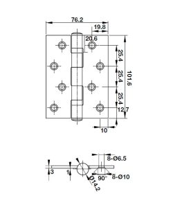 Bản Lề Lá 2 Vòng Bi 70Kg Hafele 489.05.021 - 5
