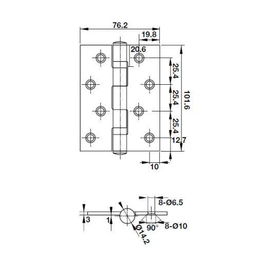 Bản Lề Lá 2 Vòng Bi 70Kg Hafele 489.05.021 - 3