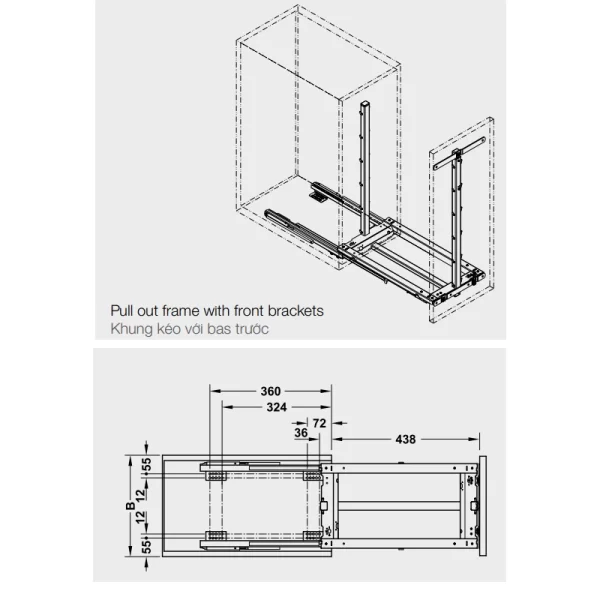 Bộ Rổ Kéo Dipensa Junior III 400mm Hafele 545.11.573 - 3