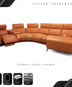 SOFA DA BÒ MONTE MODEL 8004 (3L + HỘC BÀN TRÀ)