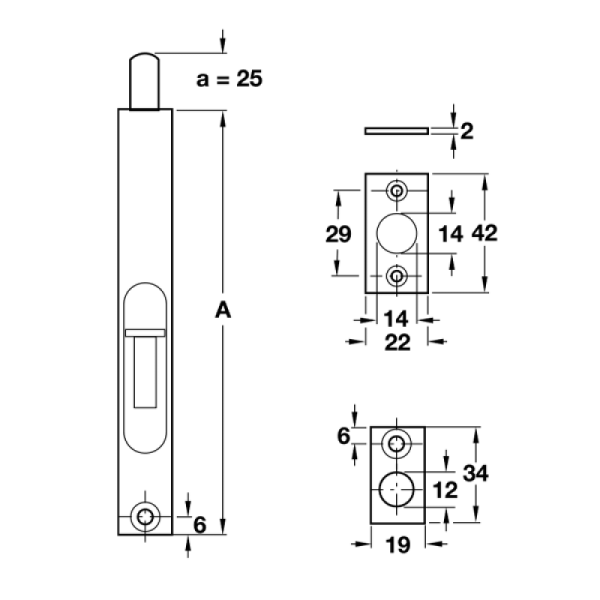 Chốt Cửa Âm 152mm Hafele 489.71.401 - 3