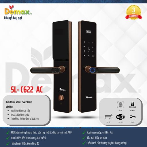 Khoá cửa vân tay DEMAX SL-C622 AC tiêu chuẩn Đức - 5