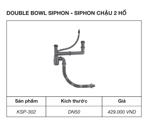 Siphon chậu rửa bát 2 hố Kluger KSP-302 - 3