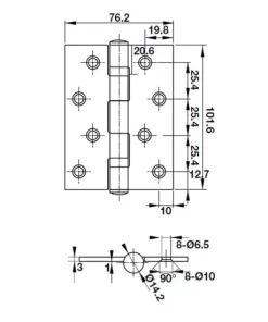 Bản Lề Lá 2 Vòng Bi 70Kg Hafele 489.05.022 - 5