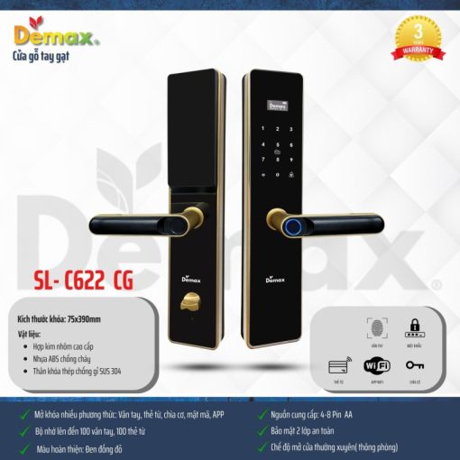 Khóa cửa thông minh DEMAX SL-C622 CG tiêu chuẩn Đức - 5