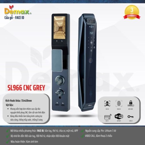 Khóa thông minh DEMAX SL966 CNC GREY tiêu chuẩn Đức - 5