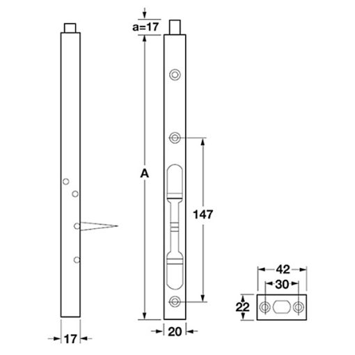 Chốt Cửa Âm 305mm Hafele 489.71.461 - 3