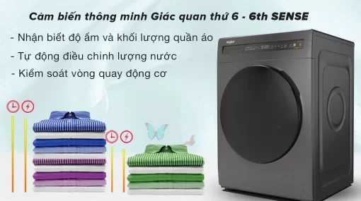 Máy giặt sấy Whirlpool Inverter 9.5/7 Kg WWEB95702FG