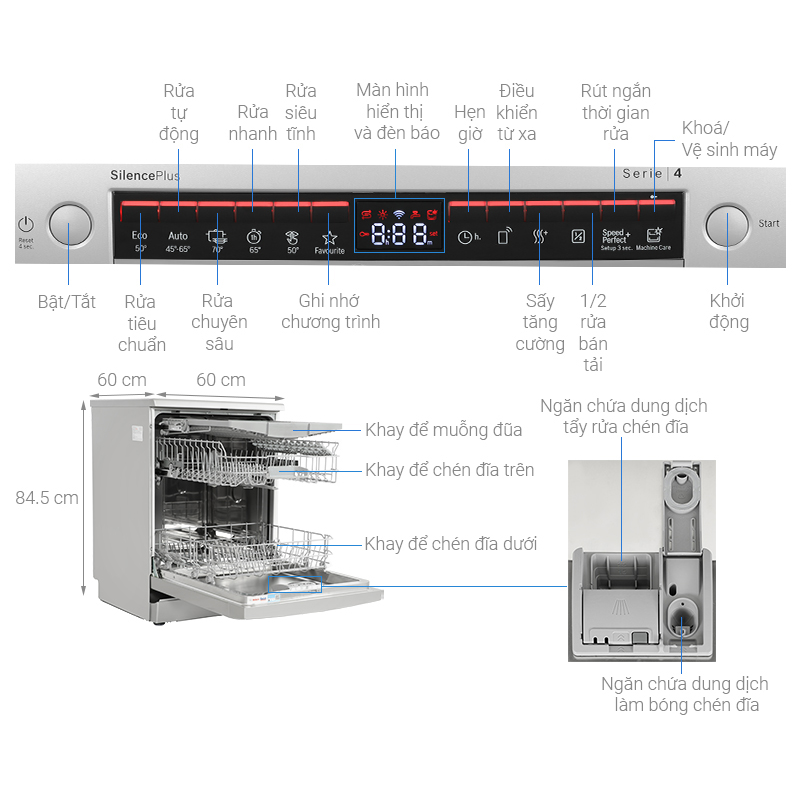 Máy rửa bát độc lập Bosch SMS4HMI07E Serie 4 14 Bộ - 35 Máy rửa bát độc lập Bosch SMS4HMI07E Serie 4 14 Bộ