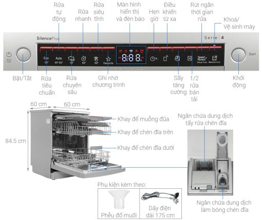 MÁY RỬA BÁT BOSCH SMS4EMI06E SERIE 4 SẤY HÉ CỬA - 11