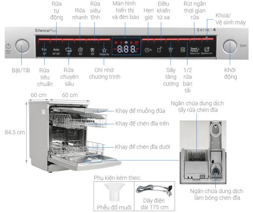 Máy rửa bát độc lập Bosch SMS4HMI07E Serie 4 14 Bộ - 13