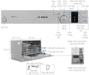 Máy rửa bát mini để bàn Bosch SKS62E38EU Serie 4 6 bộ - 25