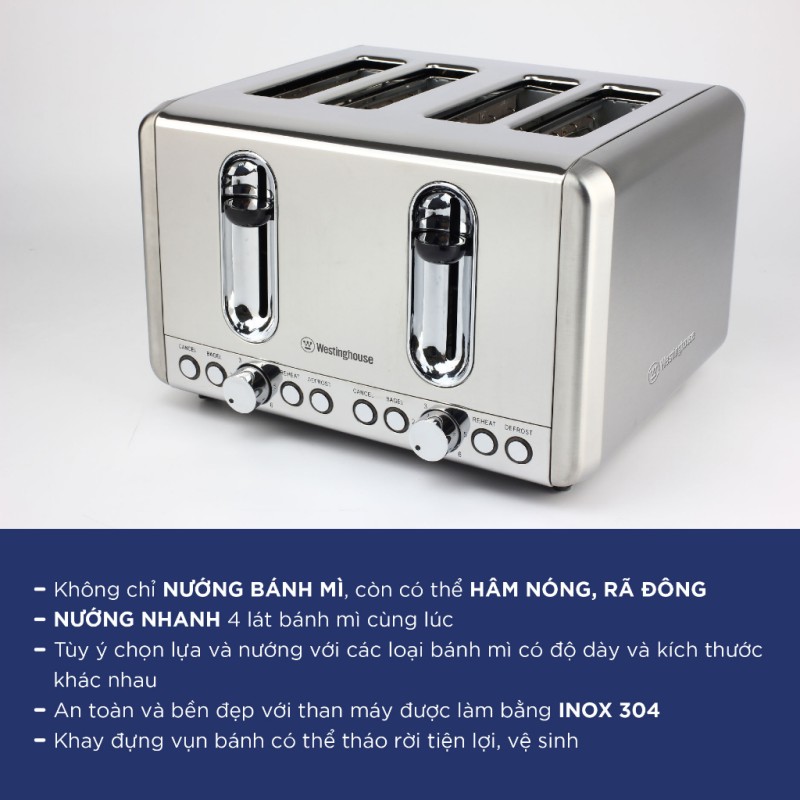 Máy nướng bánh mì 4 lát Westinghouse WKTT010