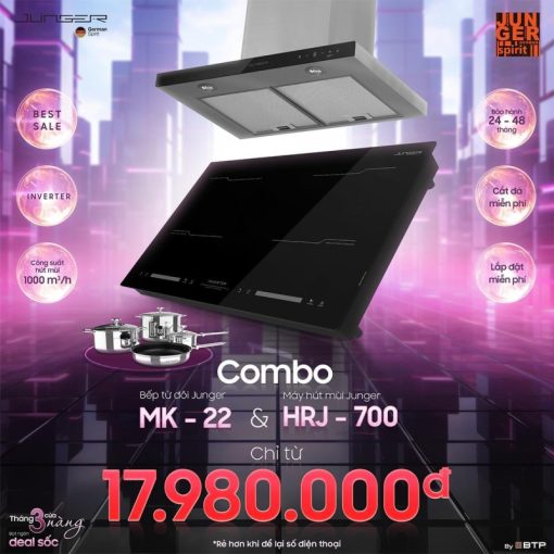 COMBO BẾP TỪ JUNGER MK-22 + MÁY HÚT MÙI JUNGER HRJ-700 - 1